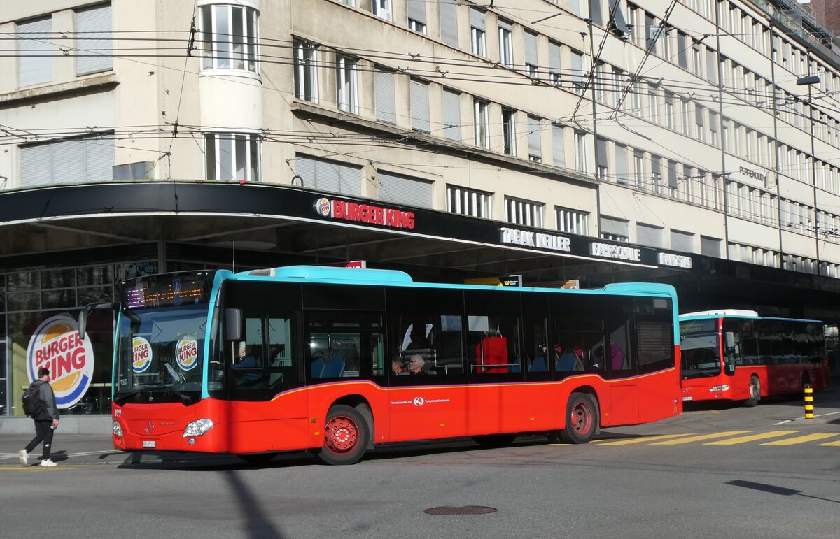 (282'354) - VB Biel - Nr. 199/BE 485'199 - Mercedes (ex Binggeli, Studen) am 13. November 2025 beim Bahnhof Biel