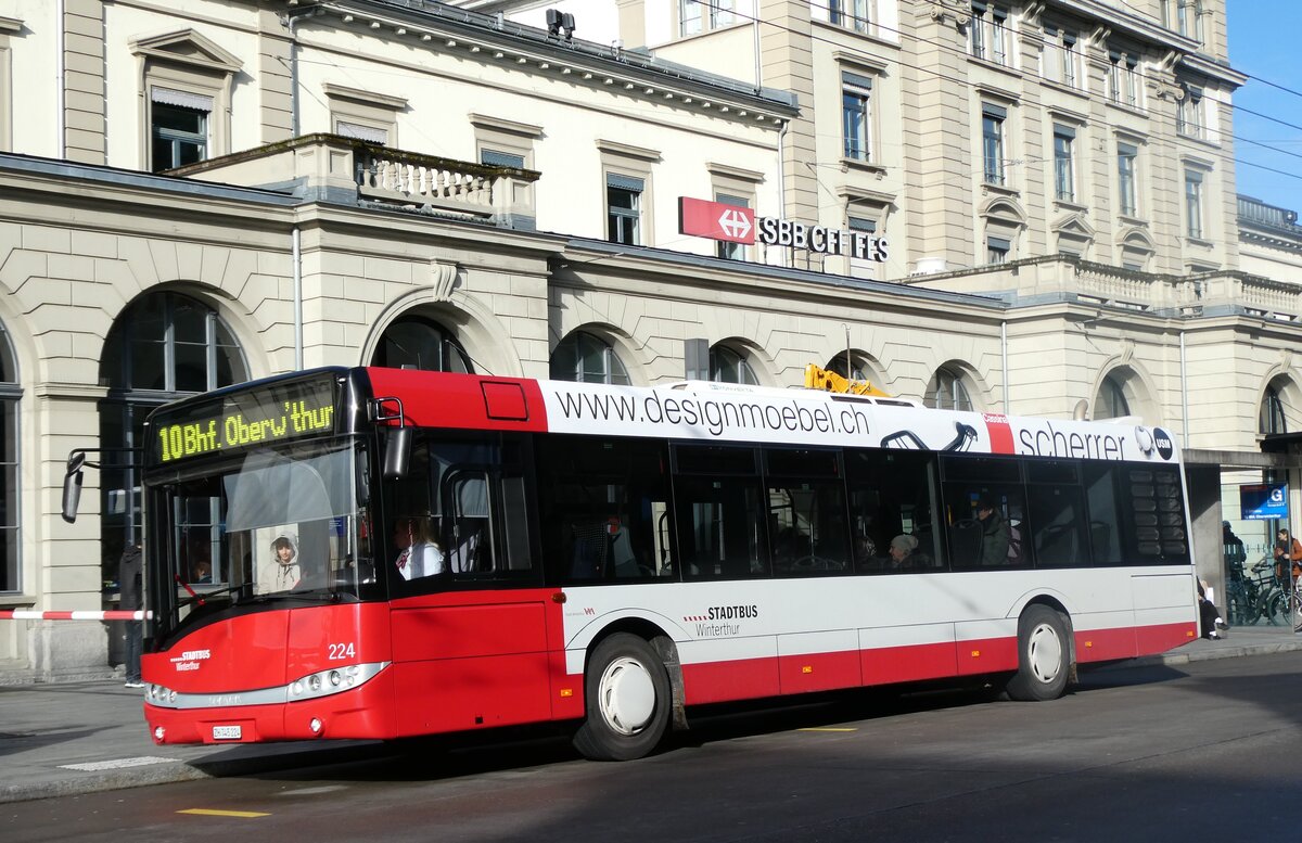 (282'660) - SW Winterthur - Nr. 224/ZH 745'224 - Solaris am 29. November 2025 beim Hauptbahnhof Winterthur
