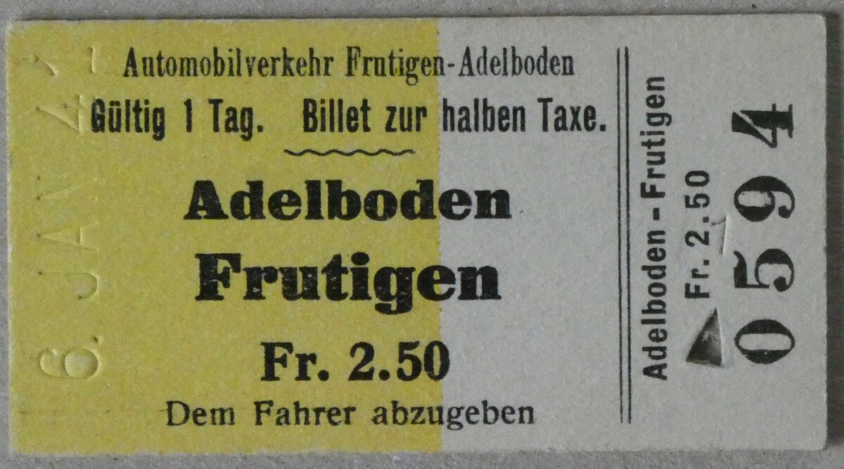 (282'680) - AFA-Einzelbillet vom 6. Januar 1941 am 30. November 2025 in Thun