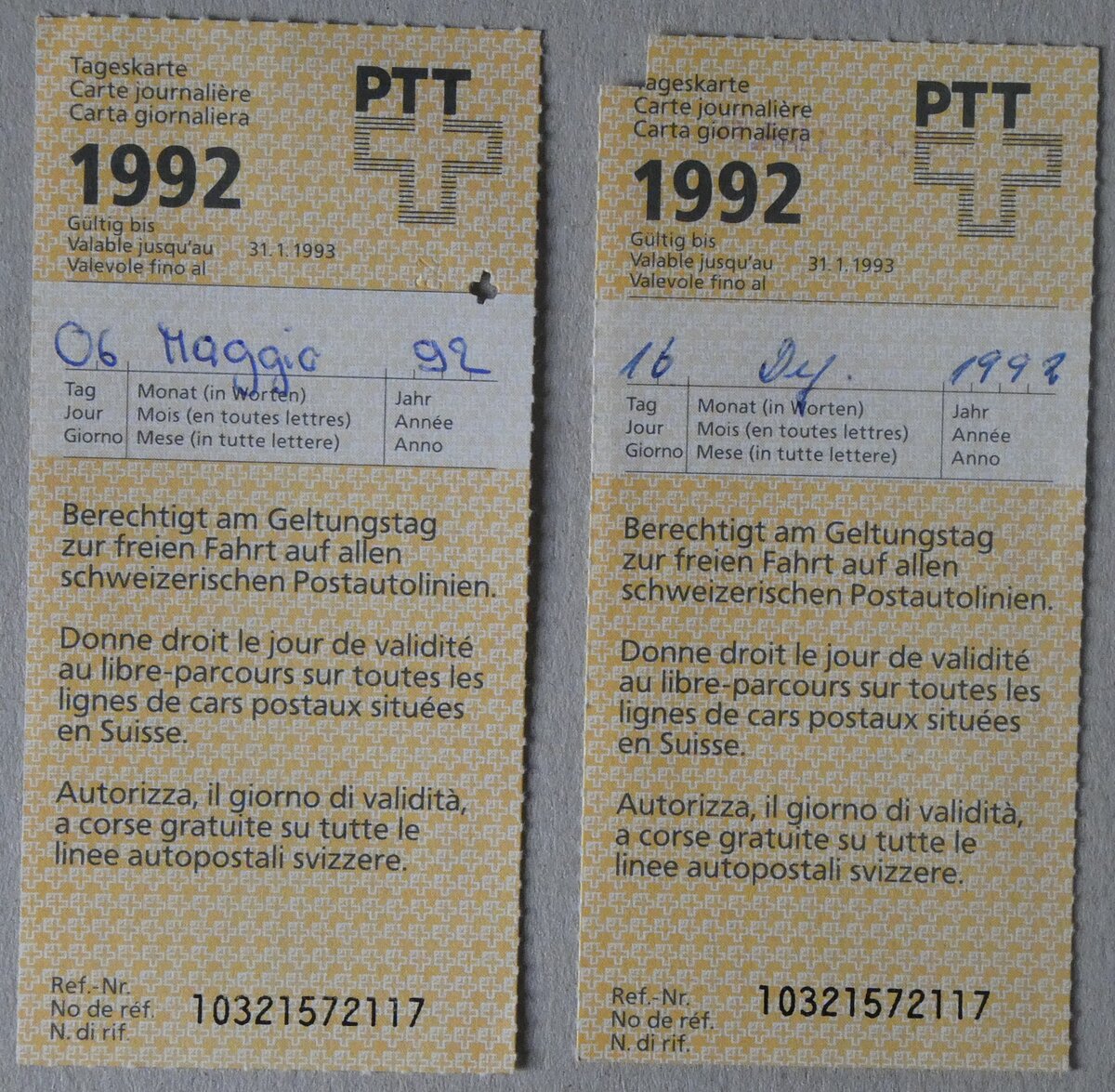 (282'693) - PTT-Tageskarten am 2. Dezember 2025 in Thun