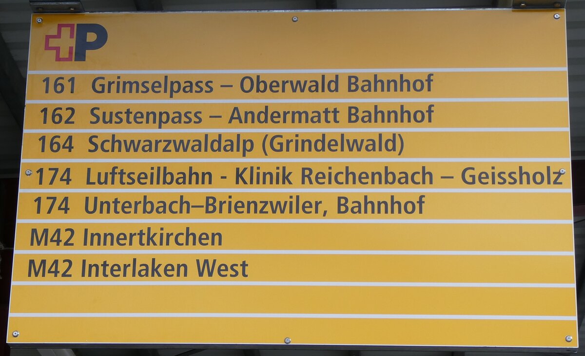 (283'292) - +P-Haltestellenschild - Meiringen, Bahnhof - am 19. Dezember 2025