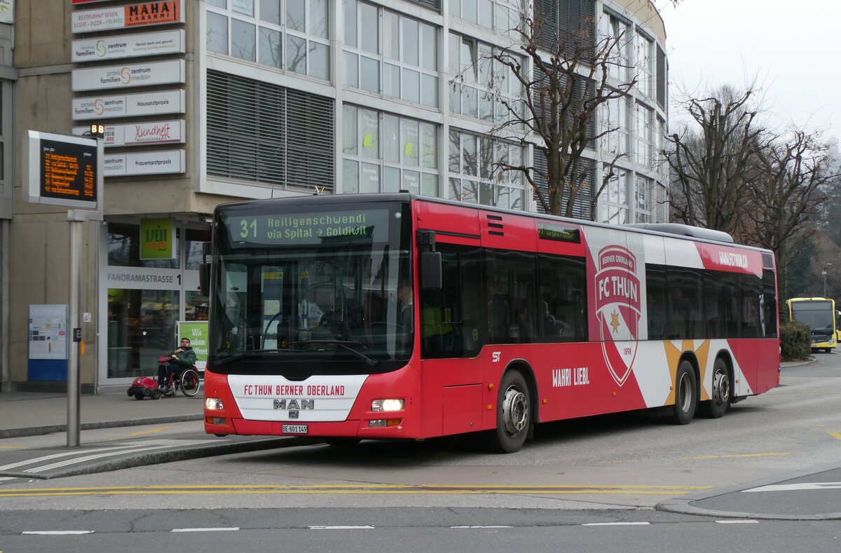 (283'407) - STI Thun - Nr. 149/BE 801'149 - MAN am 22. Dezember 2025 beim Bahnhof Thun