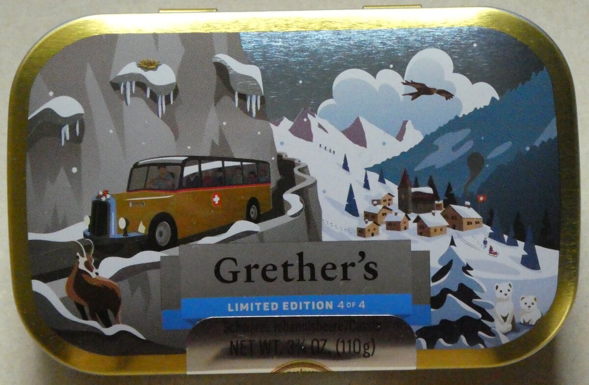 (283'537) - Grether's Schwarze Johannisbeere Weichpastillen am 27. Dezember 2025 in Thun (mit Postauto-Sujet)