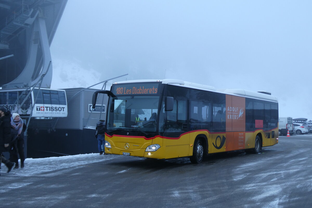 (283'690) - PostAuto Bern - BE 707'944(PID 12'071 - Mercedes (ex K�bli, Gstaad) am 3. Januar 2026 in Col du Pillon, Glacier 3000