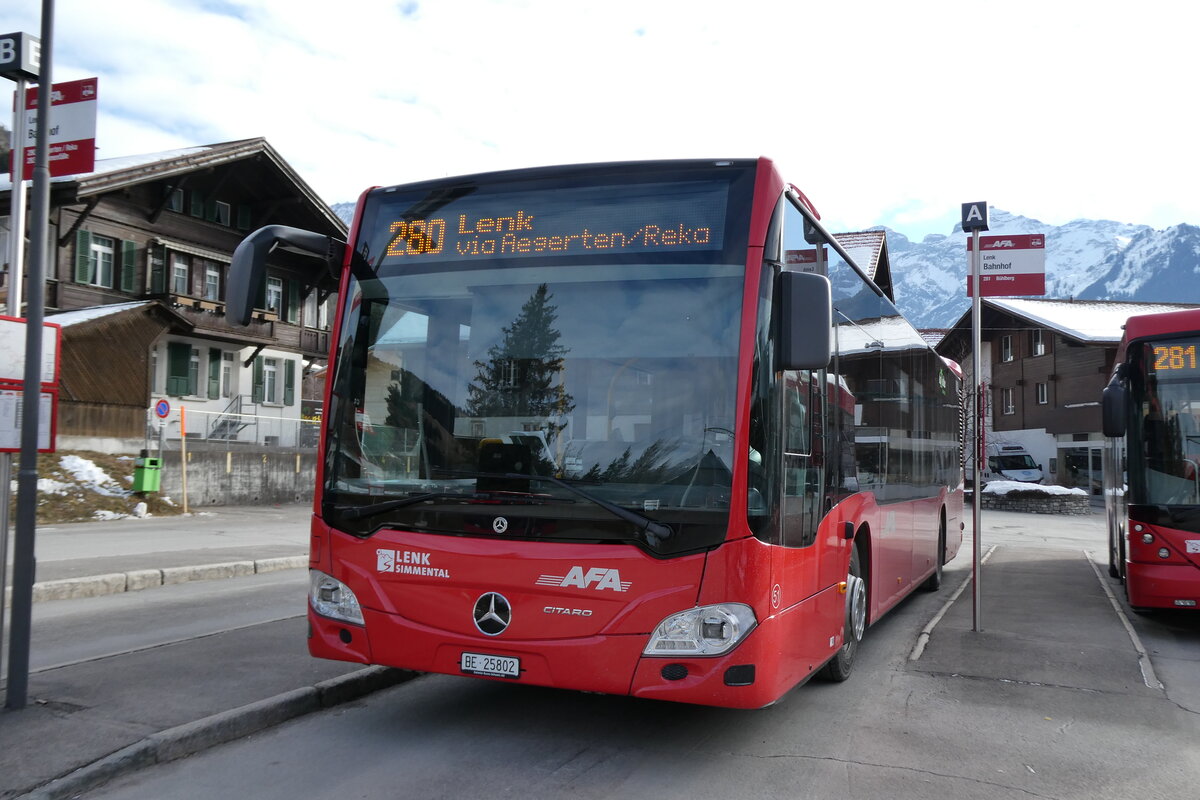(283'733) - AFA Adelboden - Nr. 51/BE 25'802 - Mercedes am 6. Januar 2026 beim Bahnhof Lenk