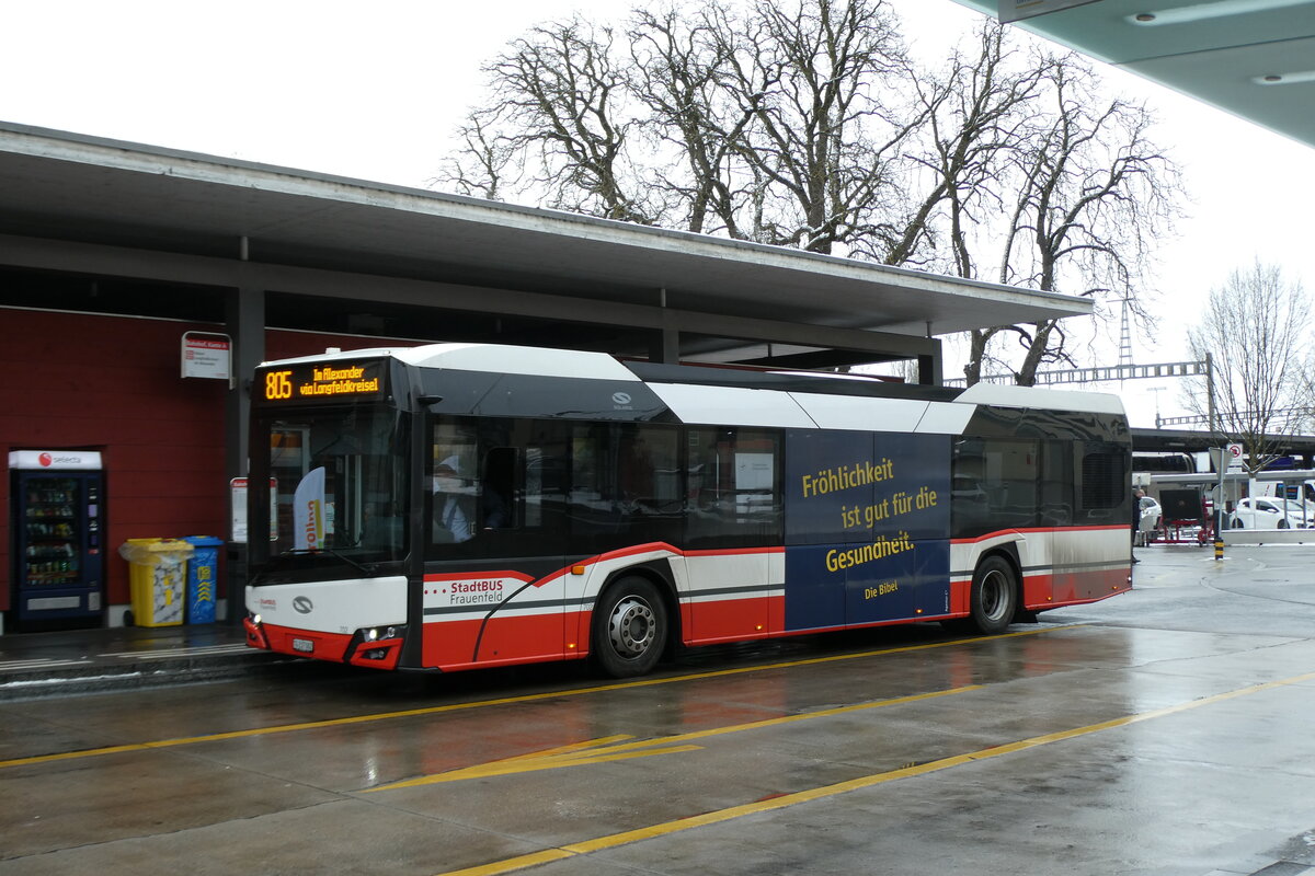 (283'748) - StadtBUS, Frauenfeld - Nr. 702/TG 237'002 - Solaris am 8. Januar 2026 beim Bahnhof Frauenfeld