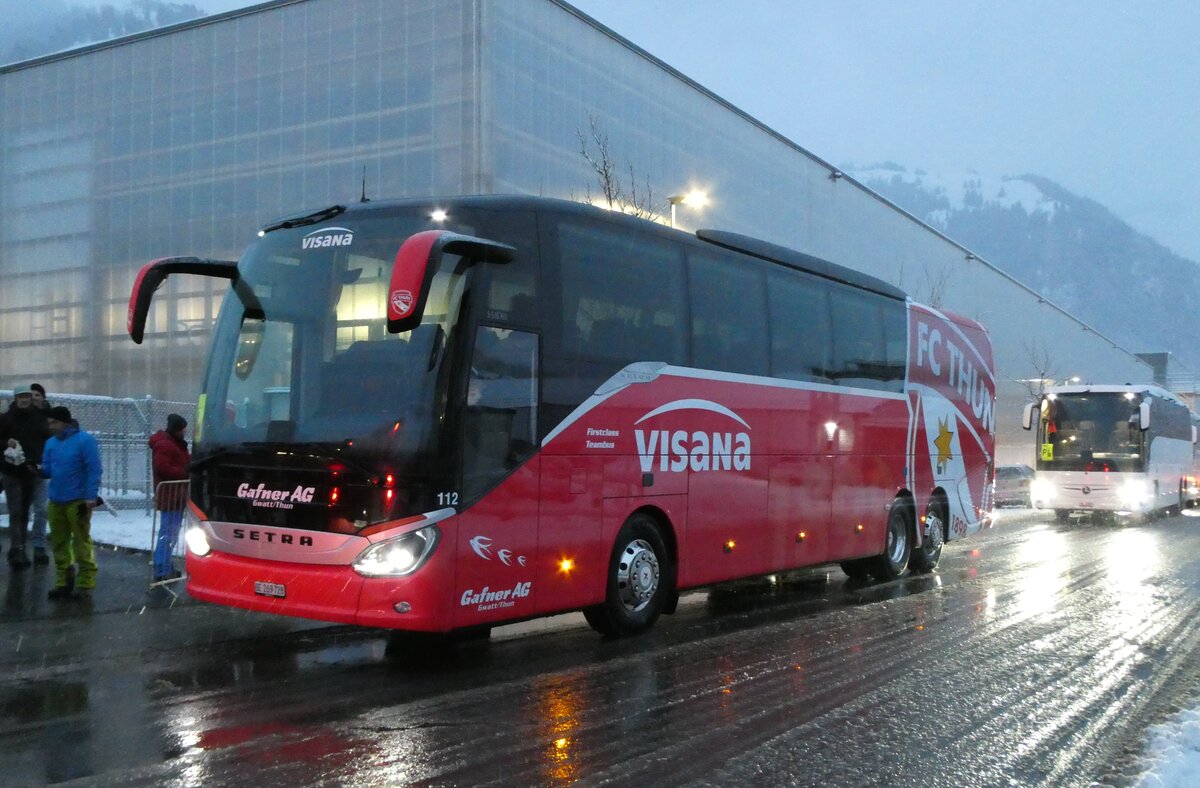 (283'781) - Gafner, Gwatt - Nr. 112/BE 269'728 - Setra am 10. Januar 2026 beim Bahnhof Frutigen