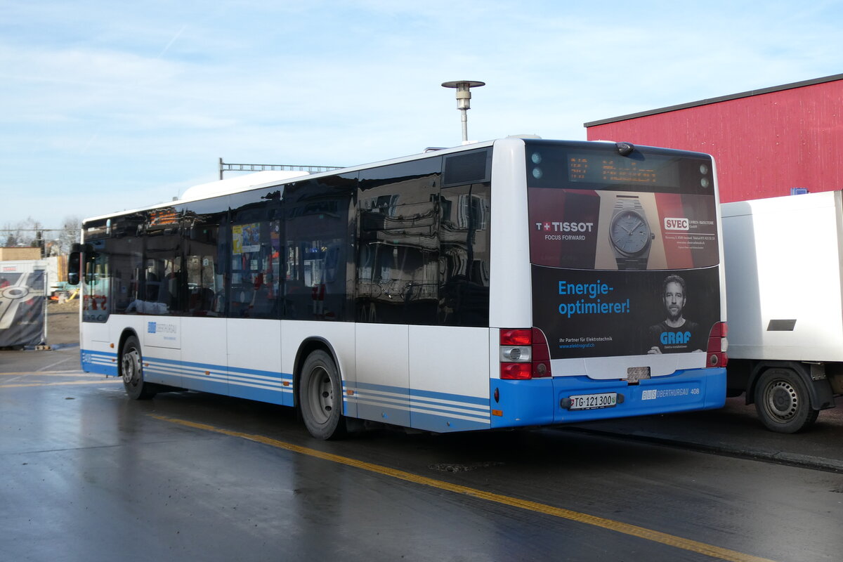 (284'181) - BOTG Amriswil - Nr. 408/TG 121'300 - MAN (ex Nr. 12) am 16. Januar 2026 beim Bahnhof Amriswil