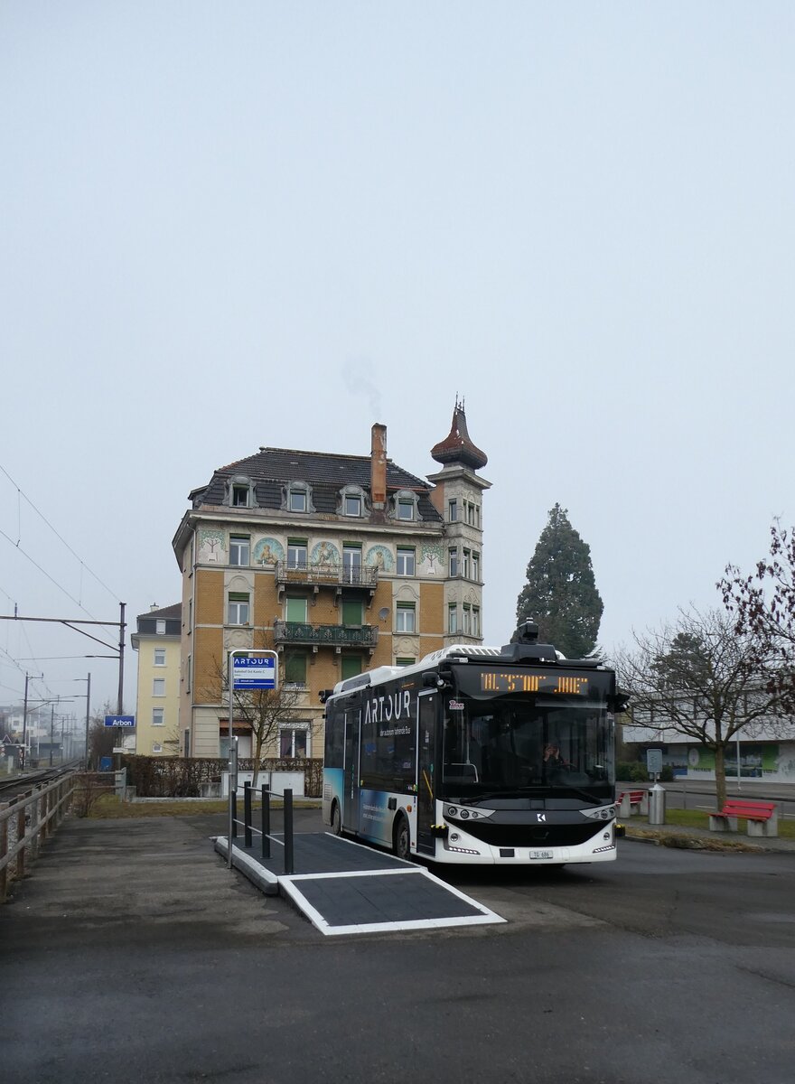 (284'204) - TGA, Arbon (Eurobus) - TG 686 - eKarsan am 16. Januar 2026 beim Bahnhof Arbon