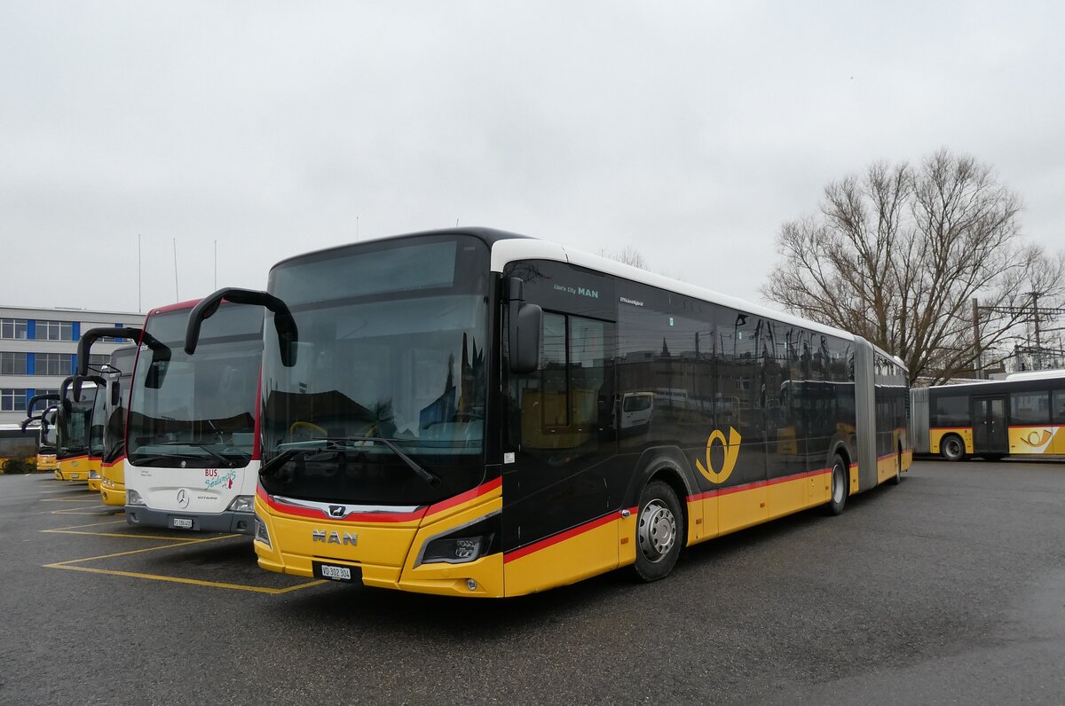 (284'485) - CarPostal Ouest - VD 302'304/PID 11'985 - MAN am 31. Januar 2026 in Yverdon, Garage