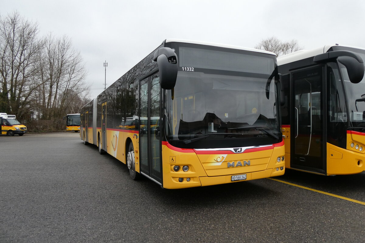 (284'497) - CarPostal Ouest - VD 566'342/PID 11'332 - MAN am 31. Januar 2026 in Yverdon, Garage