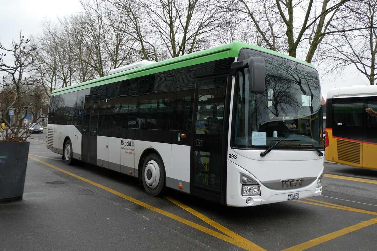(284'508) - Rapold, Rheinau - Nr. 993/FR 153'993 - iVECO (EX PostBus/A) am 31. Januar 2026 beim Bahnhof Yverdon