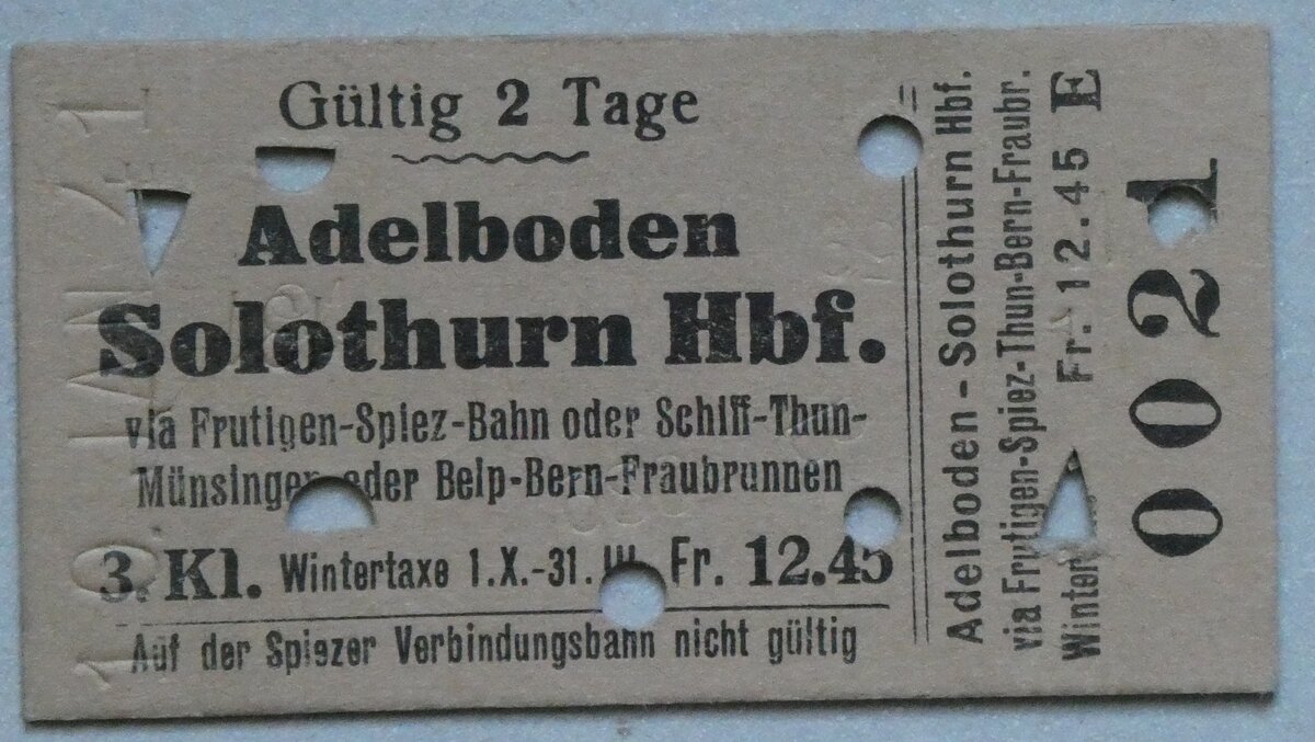 (285'177) - AFA-Einzelbillet vom 10. Januar 1941 am 2. M�rz 2026 in Thun (Vorderseite)