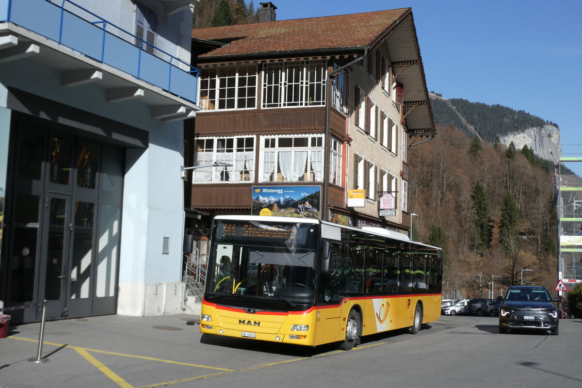 (285'206) - PostAuto Zentralschweiz - Nr. 512/OW 10'601/PID 10'591 - MAN (ex Nr. 1; ex Dillier, Sarnen Nr. 1) am 5. M�rz 2026 beim Bahnhof Lauterbrunnen