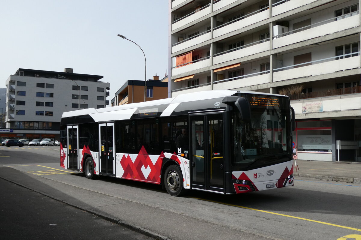 (285'247) - CarPostal Ouest - JU 36'566/PID 11'752 - Solaris am 6. M�rz 2026 beim Bahnhof Moutier
