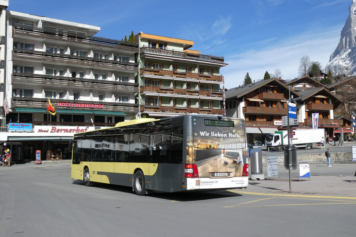 (285'384) - STI Thun - Nr. 401/BE 849'401 - MAN am 13. M�rz 2026 beim Bahnhof Grindelwald