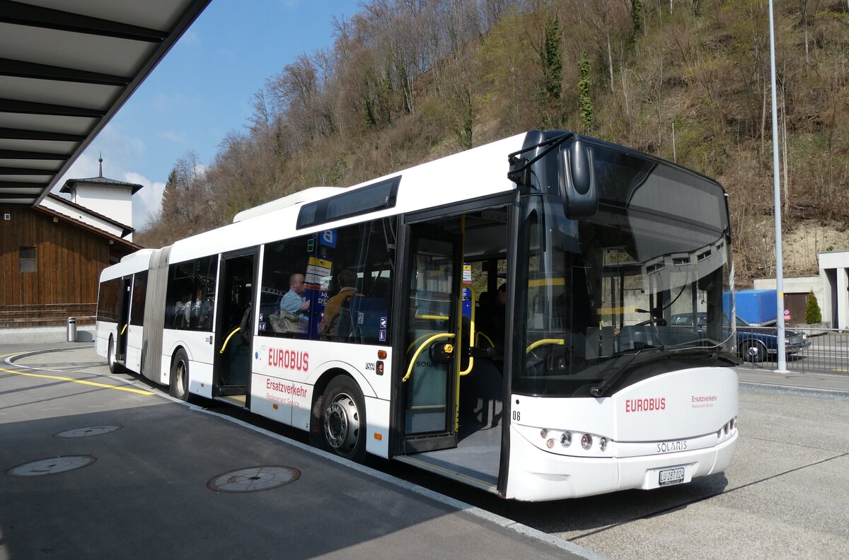 (285'684) - H�fliger, Sursee - Nr. 6/LU 287'024 - Solaris (ex LBB Obertiefenbach, D-Beselich; ex Dahmetal, D-Ratzeburg Nr. 326; ex SVP Pforzheim/D Nr. 217) am 23. M�rz 2026 beim Bahnhof Wolhusen