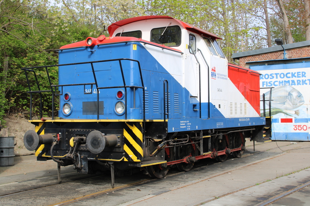 345 414-7 stand am 07.05.2022 im Rostocker Fracht und Fischereihafen abgestellt.
