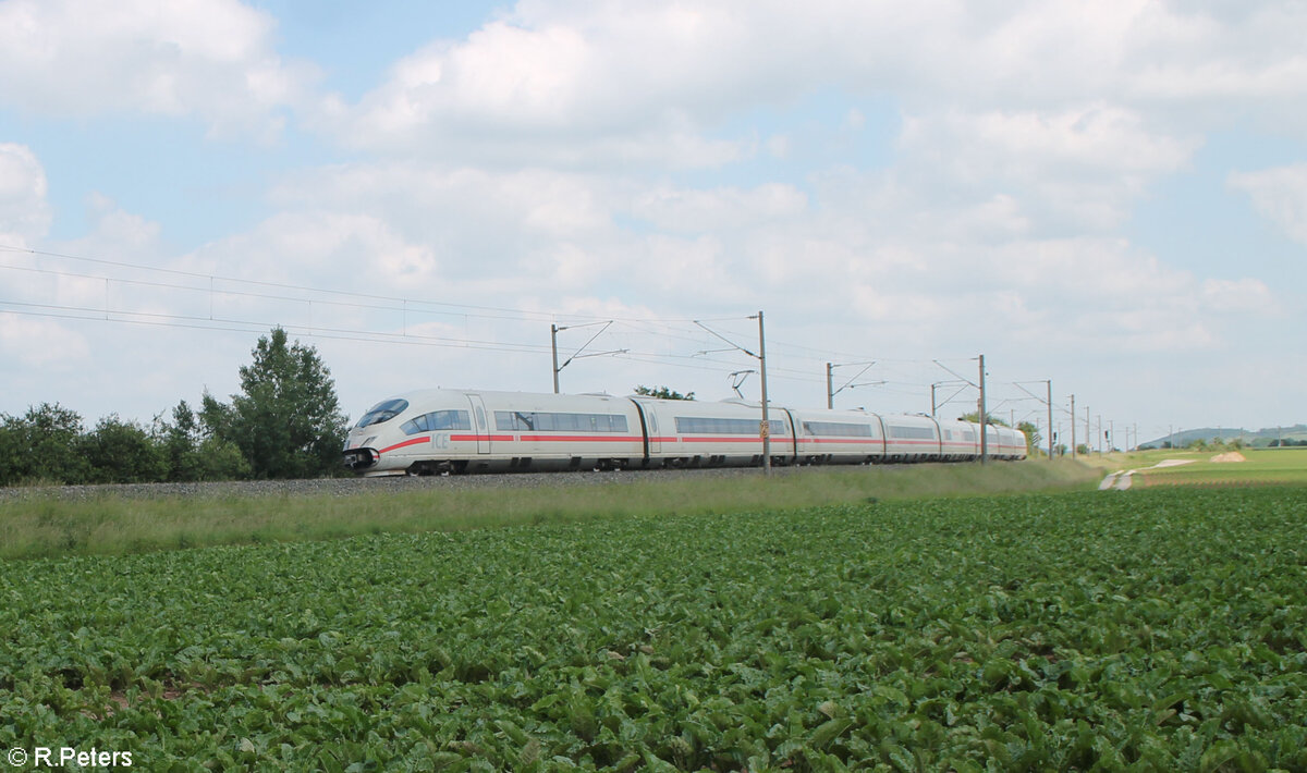 403 061  Celle  als Unbekannter Umleiter ICE bei Uffenheim. 04.06.24