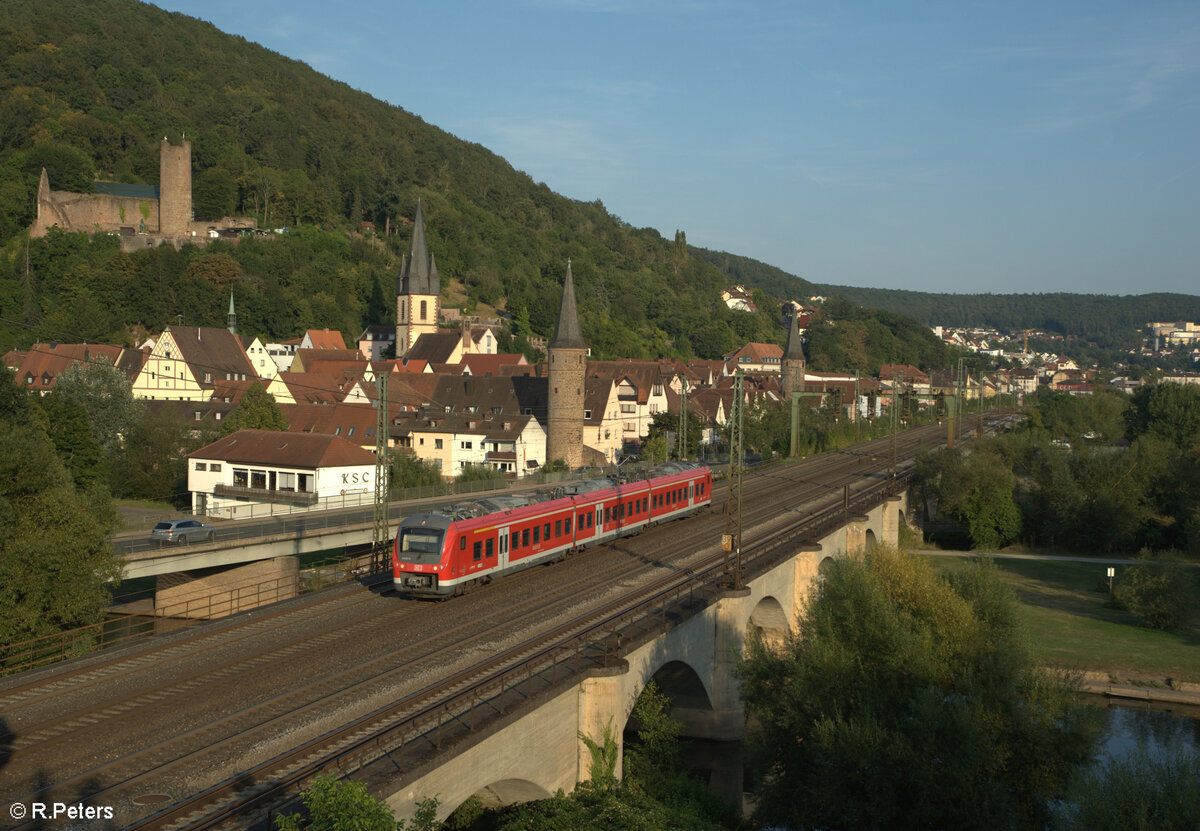 440 811 als RB53 58060 Bamberg - Schlüchtern verlässt Gemünden (Main) 01.09.24