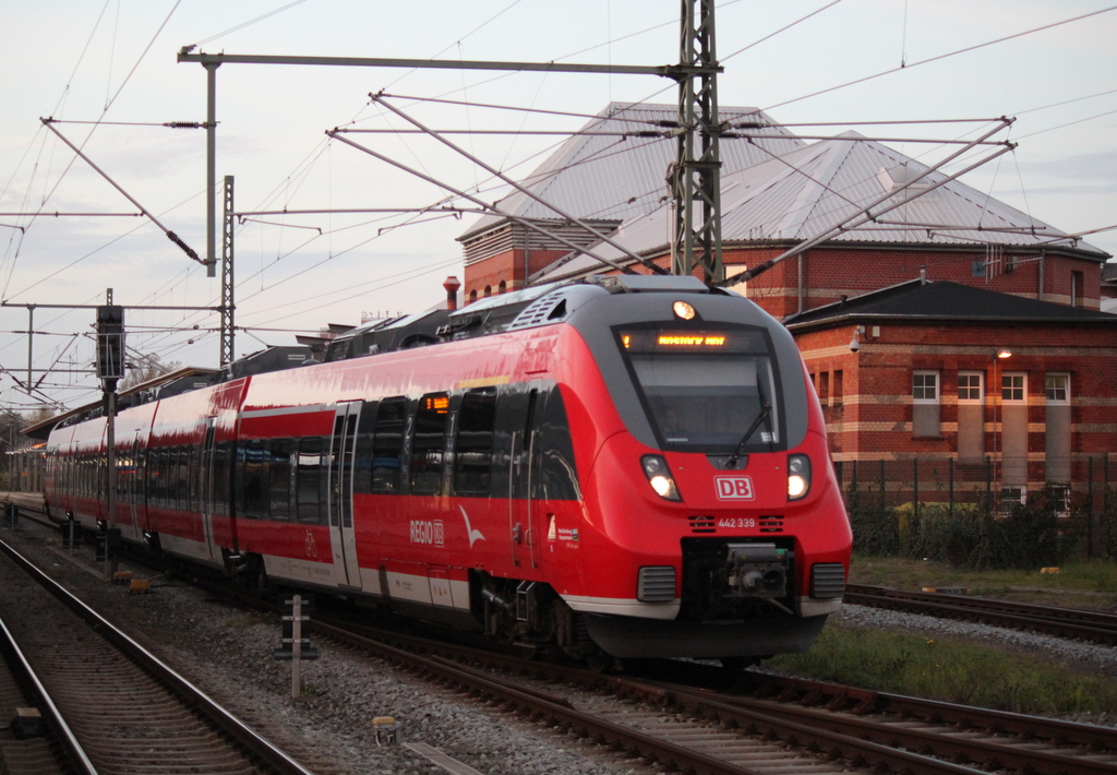 442 339 machte am 30.10.2014 Pause bevor es von Rostock Hbf nach Warnemnde zurck ging.