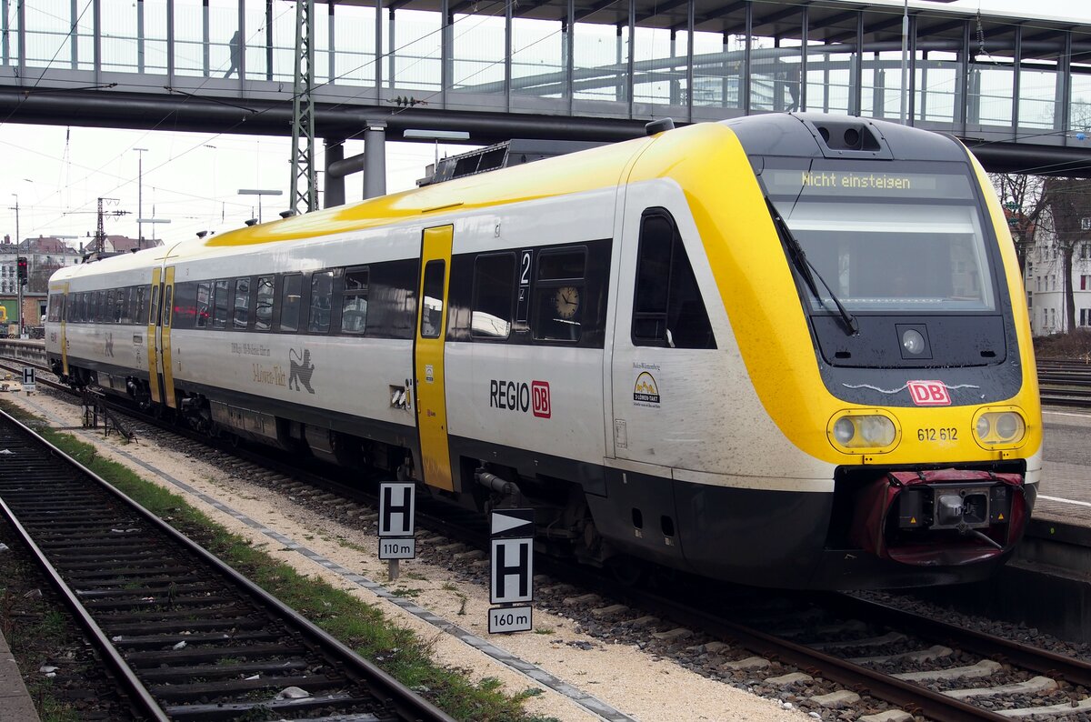 612 612 der DB fährt für die Regio Schwaben BW eingesetzt in Ulm am 26.01.2015.