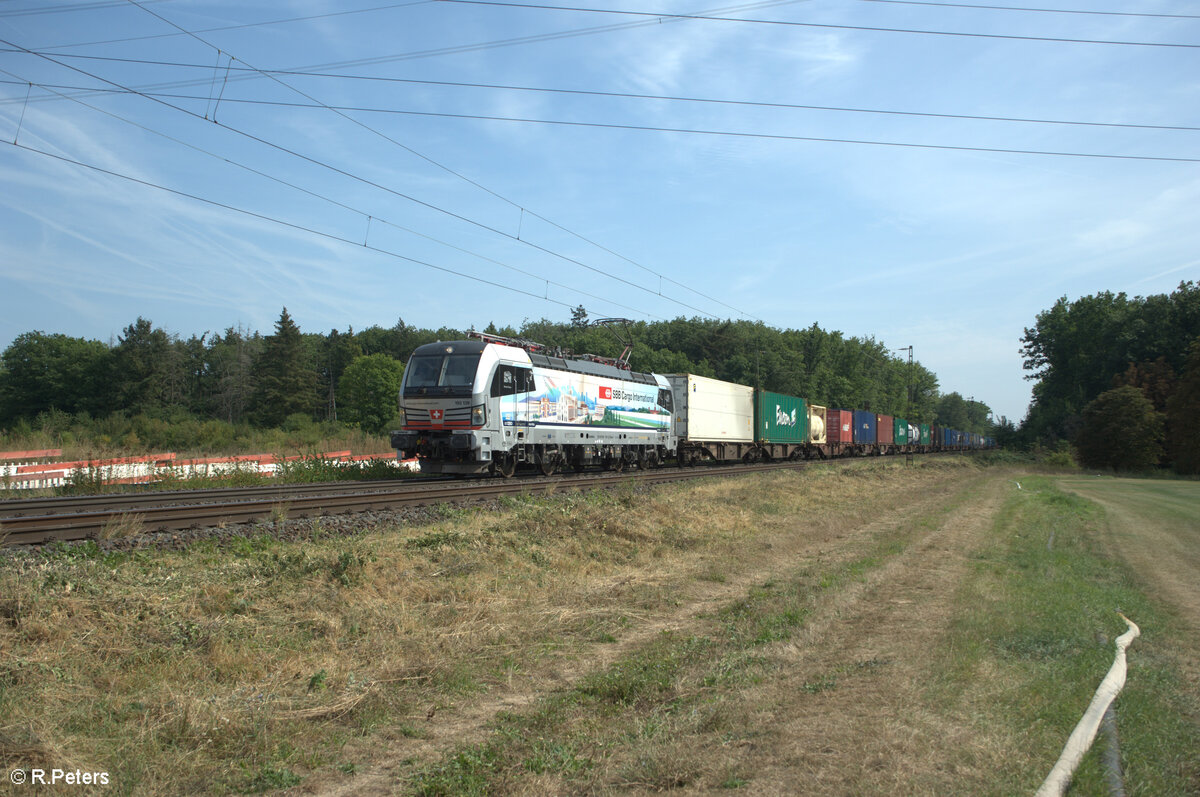 6193 139-3 „Italienpiercer“ zieht mit einem Containerzug durch die Netztrennstelle Main Bischofsheim. 01.09.24