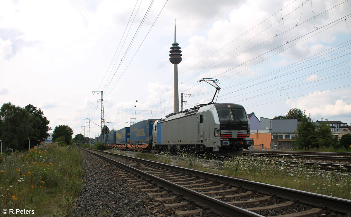 6193 141-9 zieht mit einem LKW-Walter durch Nürnberg Hohe Marter in Richtung Passau. 24.07.24