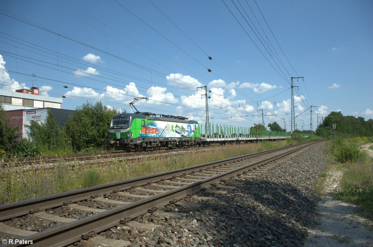 6193 736-6  Marco Polo  zieht mit einem leeren SFlexwood Zug durch Nürnberg Hohe Marter. 13.08.24