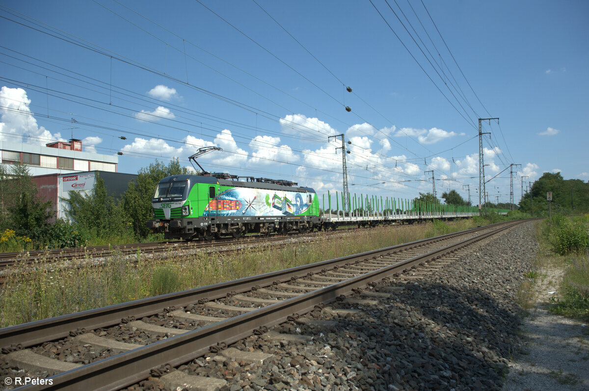 6193 736-6  Marco Polo  zieht mit einem leeren SFlexwood Zug durch Nürnberg Hohe Marter. 13.08.24