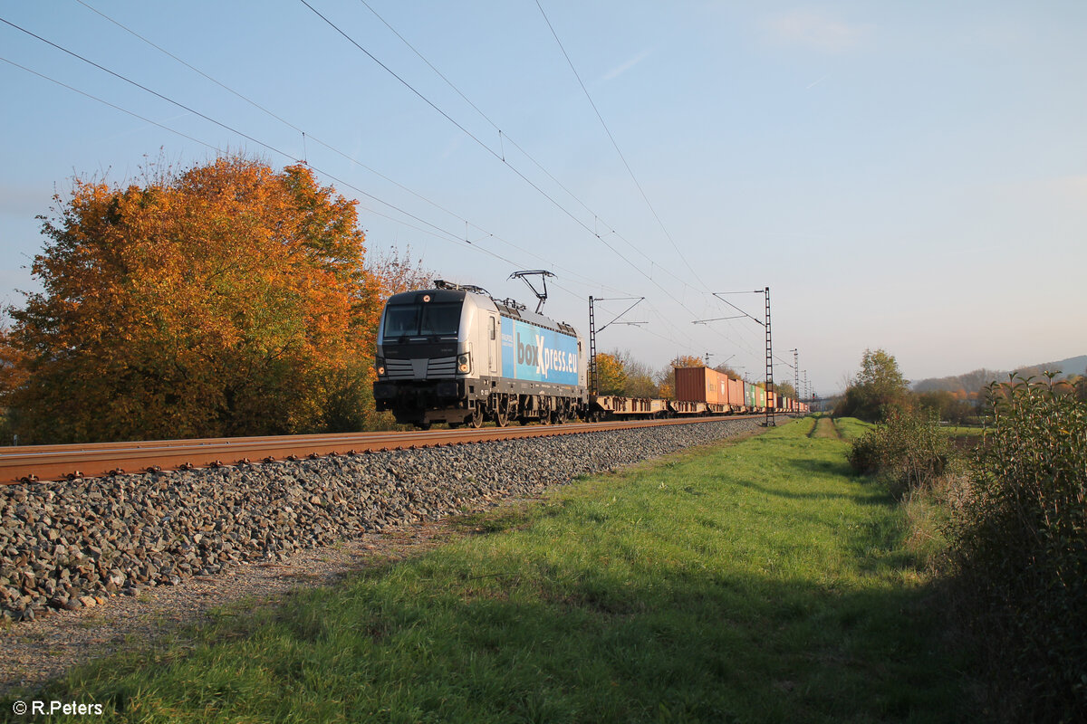 6193 813 zieht mit einem Containerzug bei Thüngersheim in Richtung Gemünden. 27.10.24