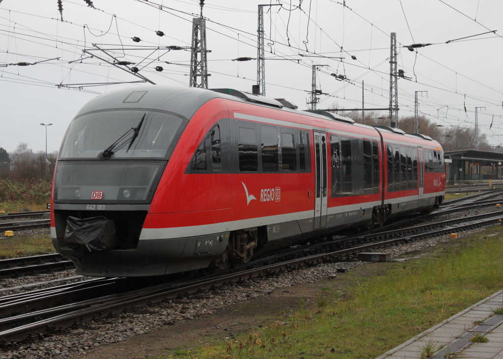 642 183-7 kam ohne Ziel in den Rostocker Hbf gefahren.11.12.2015