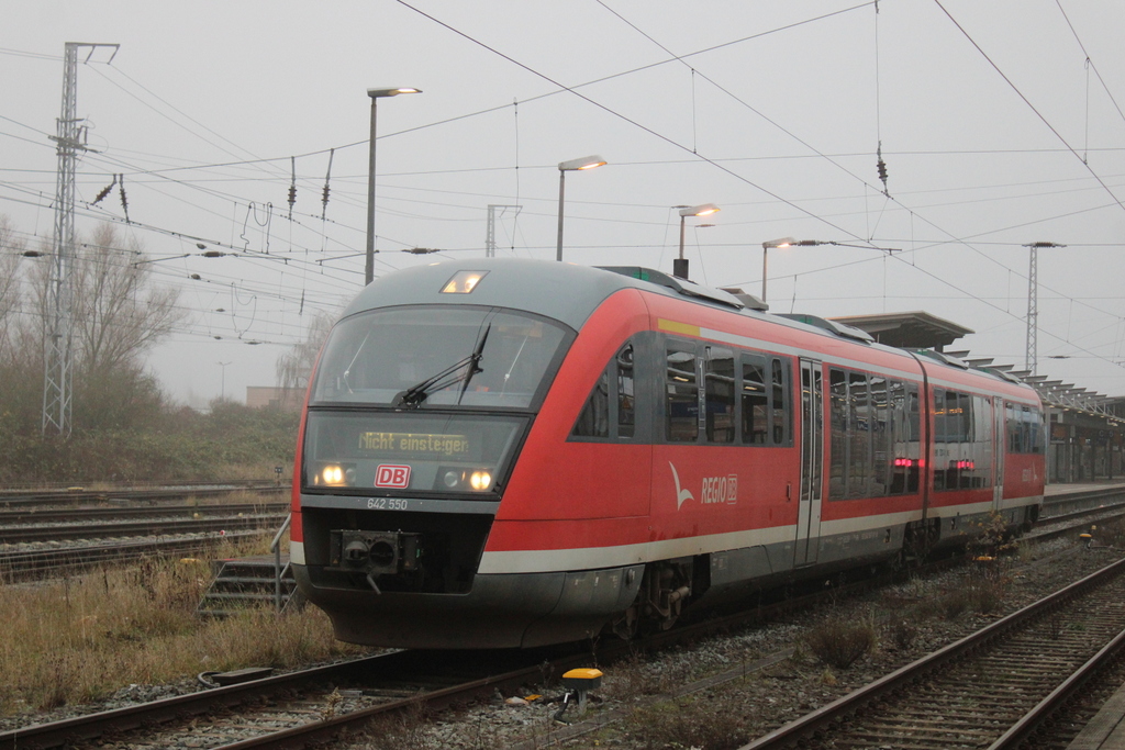 642 550 beim Rangieren am 22.12.2025 im Rostocker Hbf.
