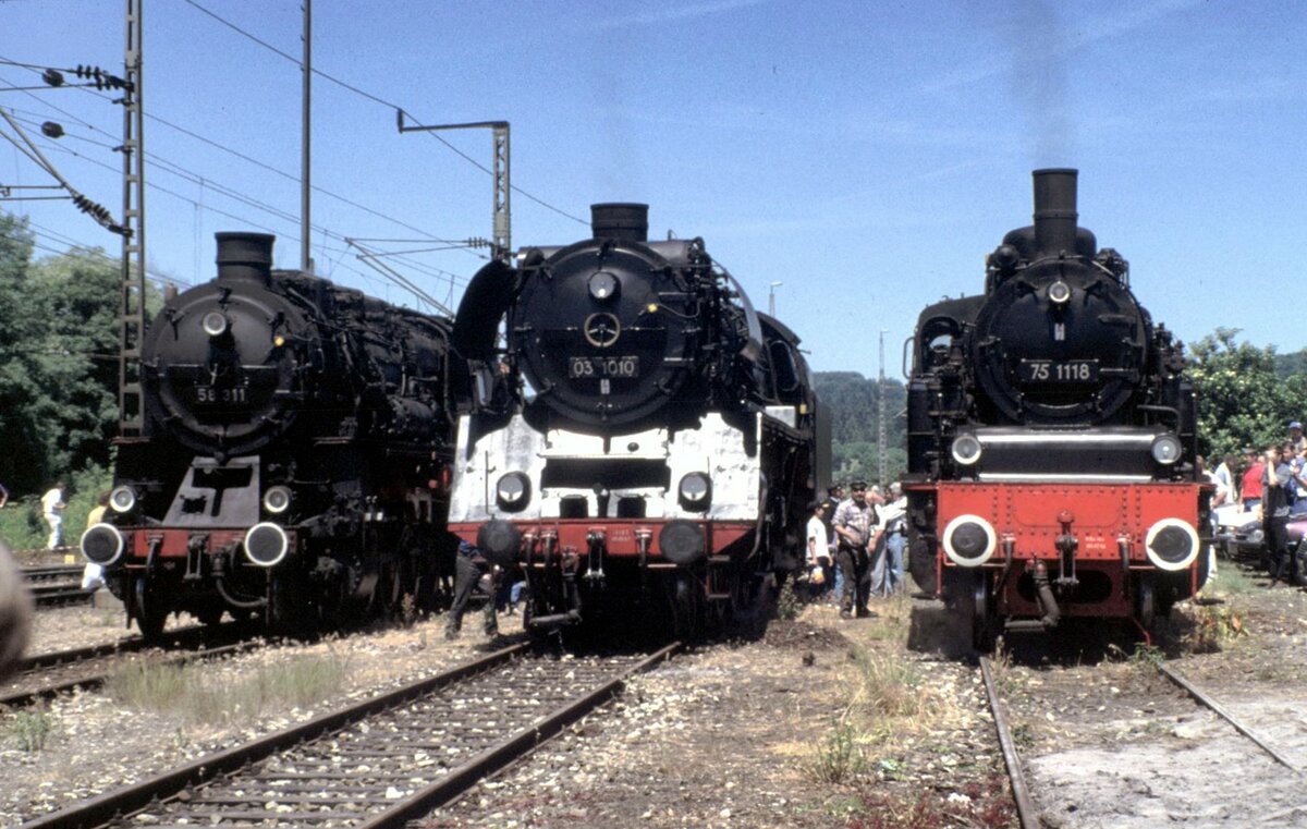 75 1118; 03 1010 und 58 311 in Amstetten am 15.06.1996.