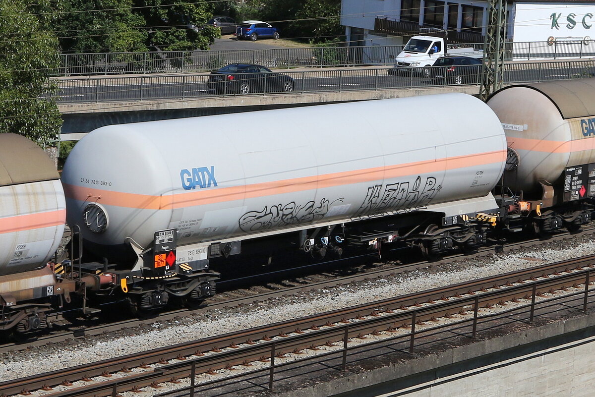 7813 693 (Zags) von  GATX  am 8. August 2022 bei Gemnden.
