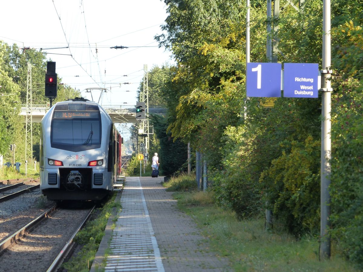 Abellio Triebzug ET 25 2305 Gleis 1 Bahnhof Empel-Rees 21-08-2020.

Abellio treinstel ET 25 2305 spoor 1 station Empel-Rees 21-08-2020.