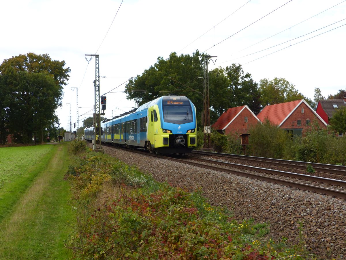 Abellio Westfalenbahn Triebzug ET 406 Devesstra�e, Salzbergen 28-09-2018.

Abellio Westfalenbahn treinstel ET 406 Devesstra�e, Salzbergen 28-09-2018.