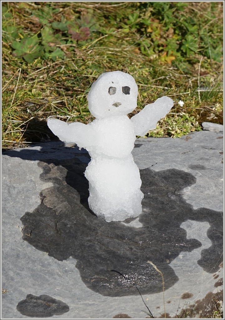 Als Alternative zur Postkarte: Ein von Stefan selbstgebastelter und von mir fotografierter
Schneemann exklusiv für fotococktail-revival mit den herzlichsten Feriengrüssen von:
Stefan und Christine
(Gemmi, 28.09.2015)