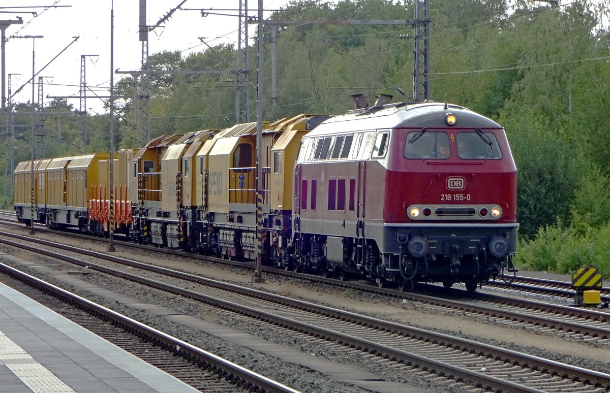 Am 12 Augustus 2019 steht 218 155 mit ein SPENO-Zug in Bad Bentheim.