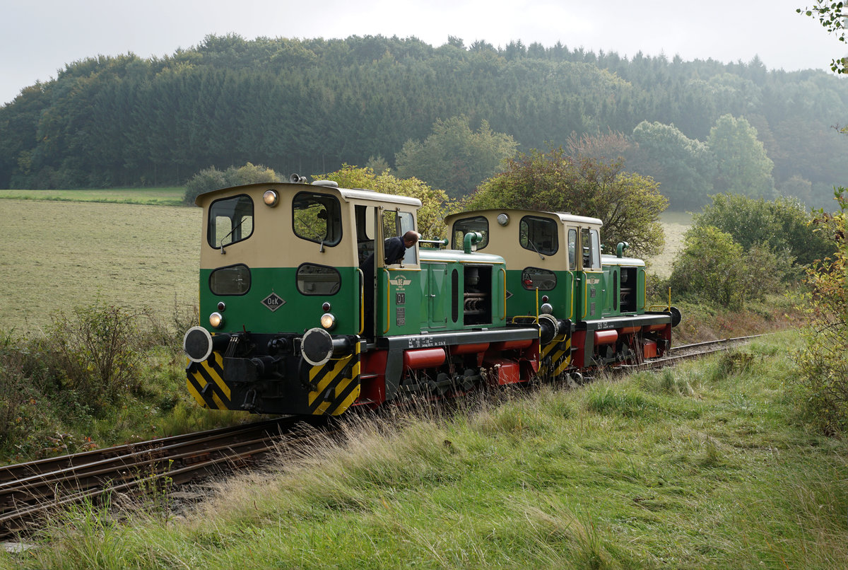 BE: Brohltalbahn.
D1 und D2 auf Rangierfahrt in Engeln am 23. September 2017.
Foto: Walter Ruetsch