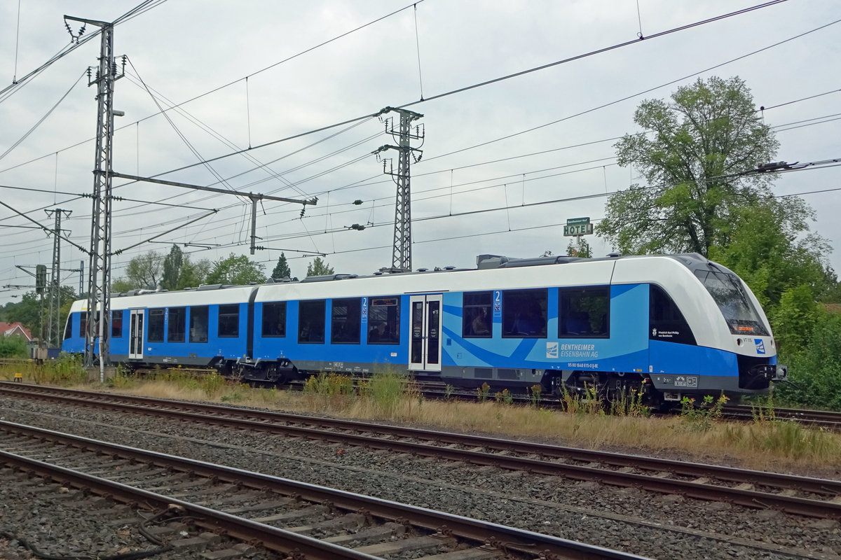 Bentheimer Eisenbahn VT115 verlässt am 5 Augustus 2019 Bad Bentheim.