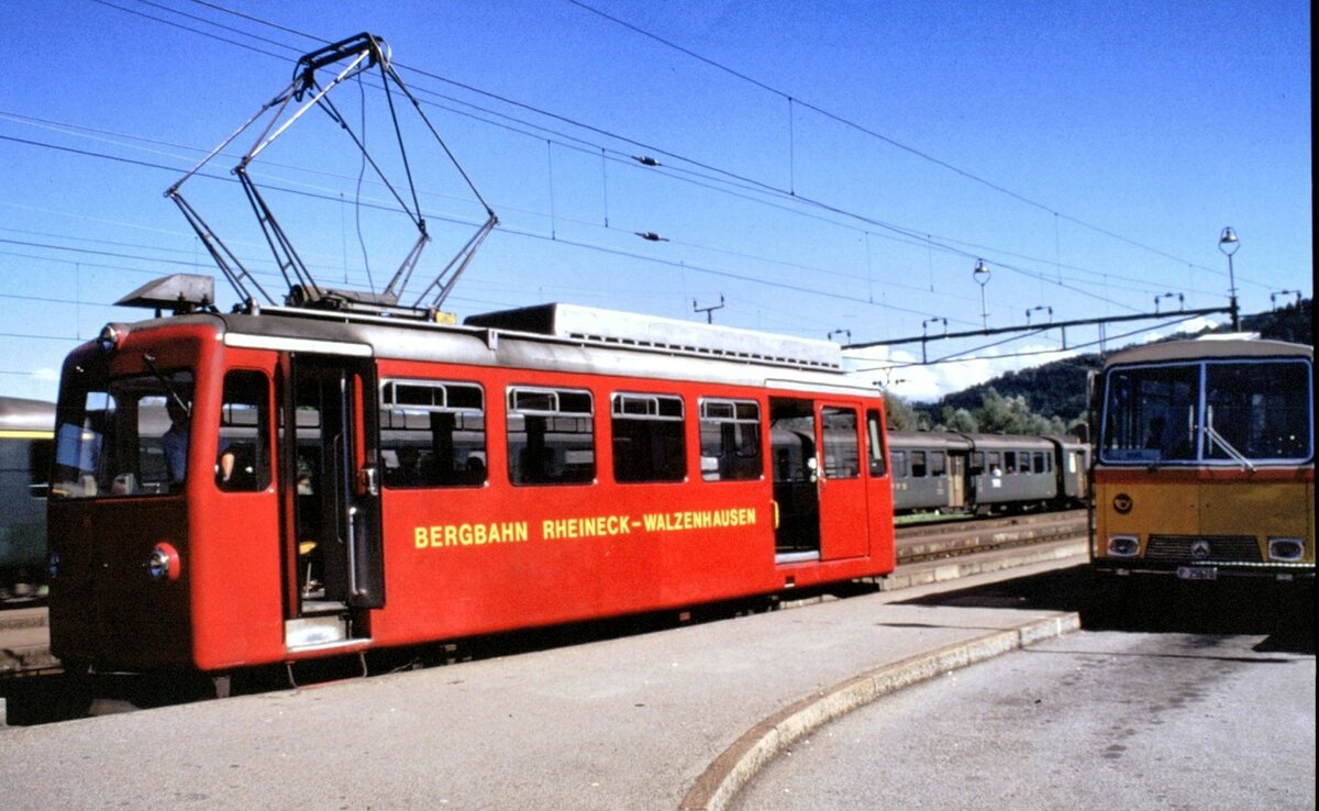 Bergbahn Rheineck-Walzenhausen in Rheineck am 24.08.1980.