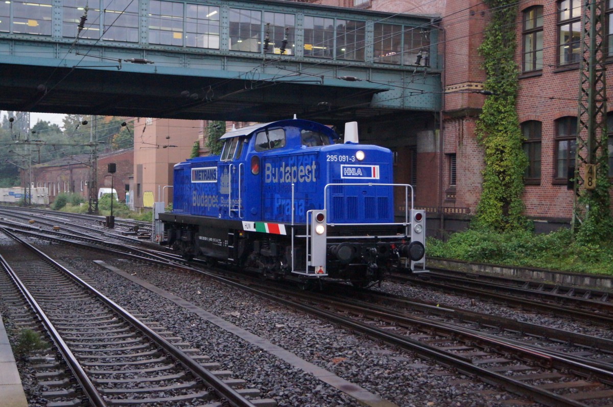 BR 295: Die 295 091-3 macht auch mit dem blauen Anstrich eine gute Figur. Das Zufallsbild ist am 14. Oktober 2015 in HAMBURG HARBURG entstanden.
Foto: Walter Ruetsch