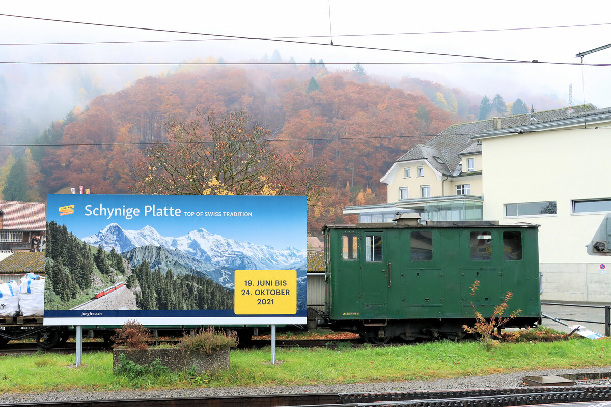 Das Ende: WAB Lok 54 steht zum Ausschlachten in Wilderswil, um das Weiterleben ihrer Schwestern auf der SPB zu ermöglichen. 13.November 2021  