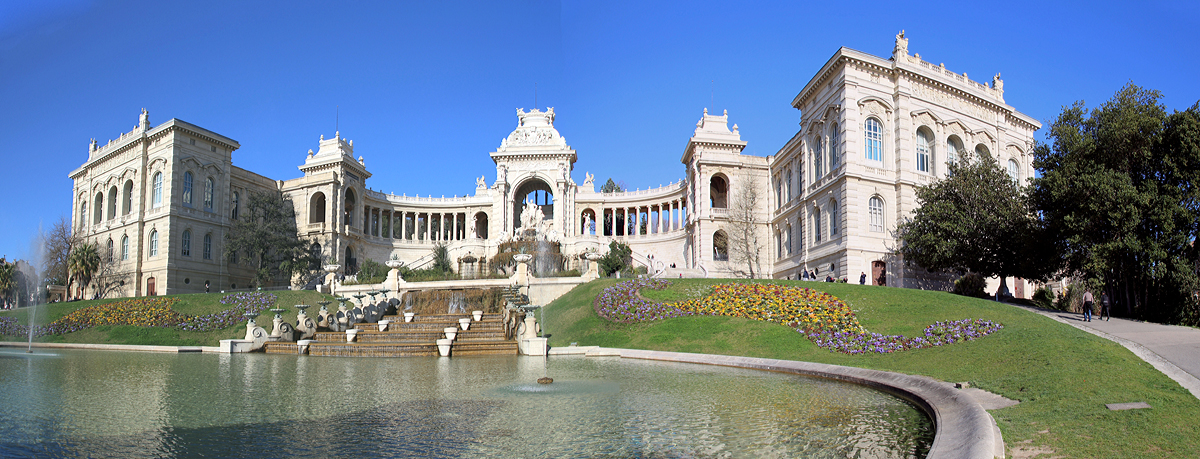 
Das Palais Longchamp in Marseille am 26.03.2015, ein 1862 - 1869 errichtetes Bauwerk im Stil des Historismus.