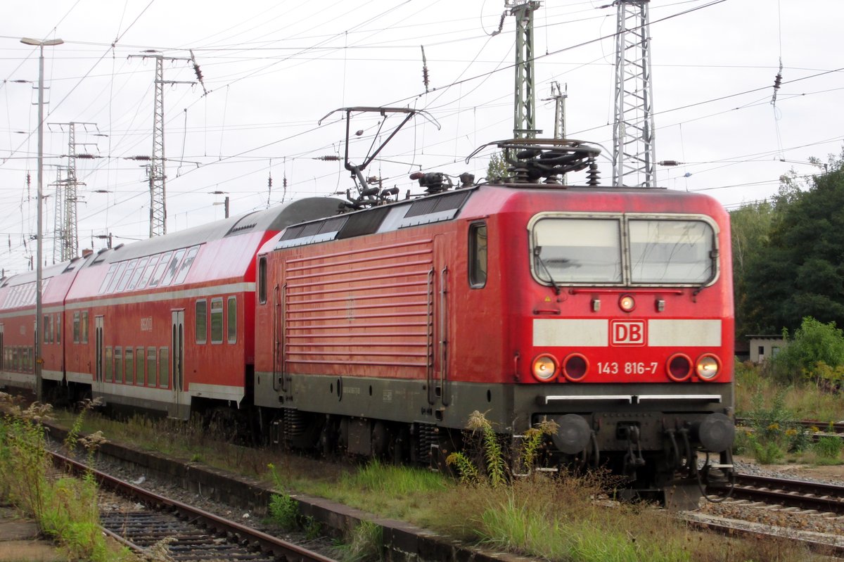 DB 143 816 treft am 23 September 2014 in Falkenberg (Elster) ein. 