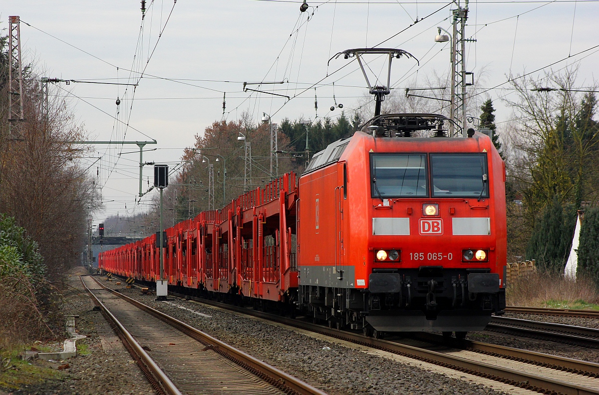 DB 185 065-0 mit Laaers Ganzzug auf dem Weg sich Ladung zu holen. Langwedel 07.03.2015