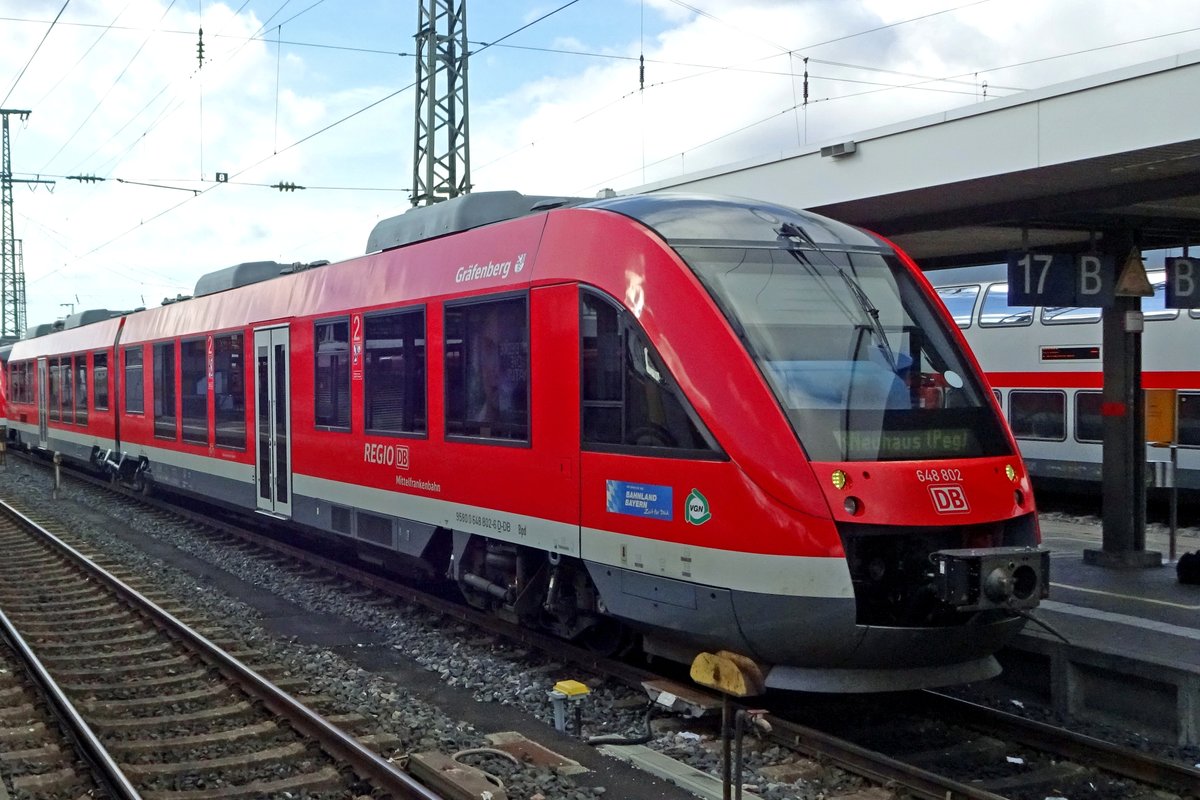 DB 648 802 steht am 21 Februar 2020 in Nürnberg Hbf.