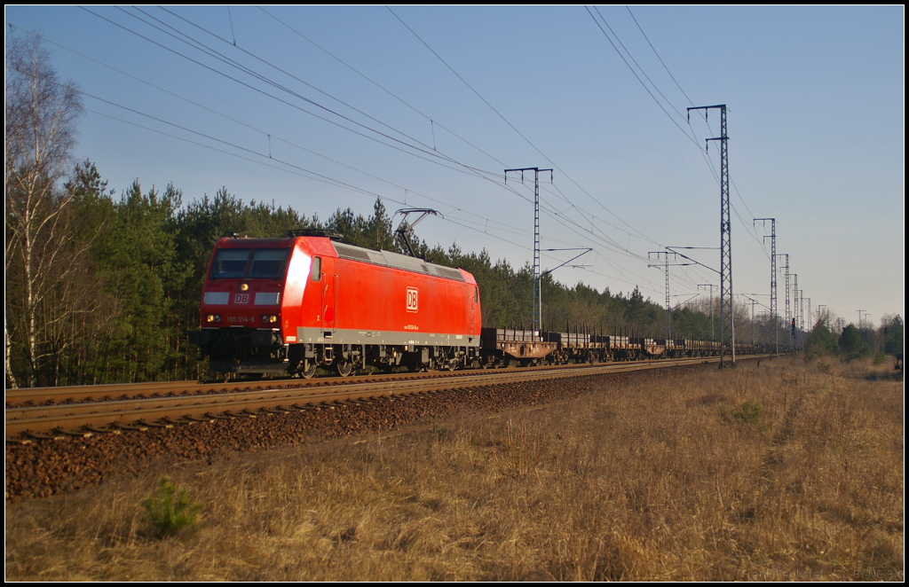 DB Schenker 185 014-8 with Rmms in Berlin Wuhlheide, 19.03.2015