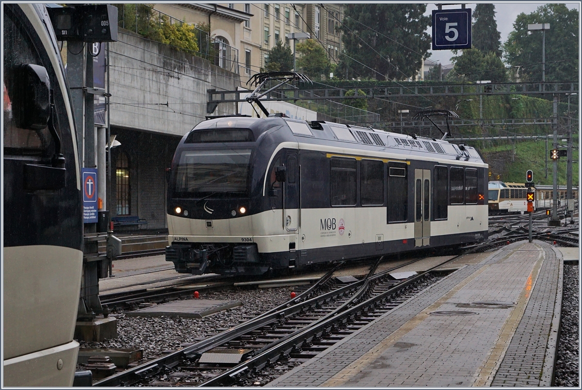 Der Alpina ABe 4/4 9304 rangiert in Montreux.
14. Sept. 2018